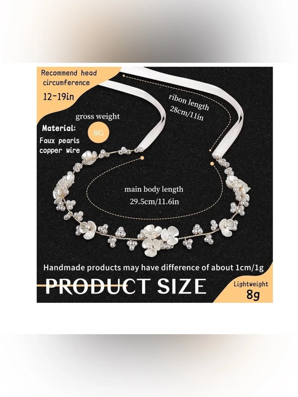 White Pearl Floral Headpiece for Women and Girls